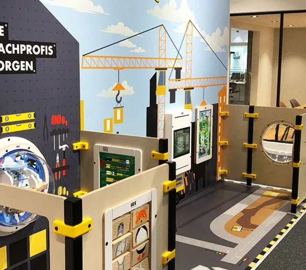 This image shows a custom kids corner in a DIY store