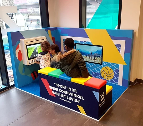 This image shows a custom kids corner in a swimming pool