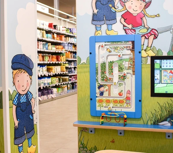 supermarkt Albert Heijn speelhoek in Maldegem met Fien en Teun