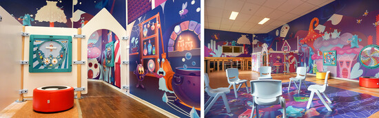 Sala de juegos del jardín de infancia con temática de brujas