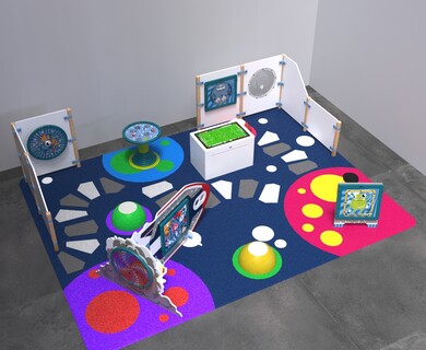 Op deze afbeelding staat een speelhoek Monster L 12 m²