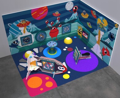 Op deze afbeelding staat een speelhoek Monster L 12 m²