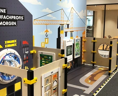 This image shows a custom kids corner in a DIY store