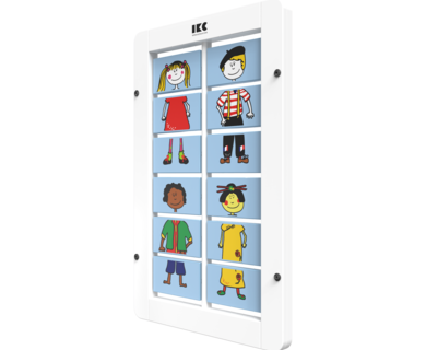 aankleedspel door de blokjes te draaien | IKC wandspellen muurspellen