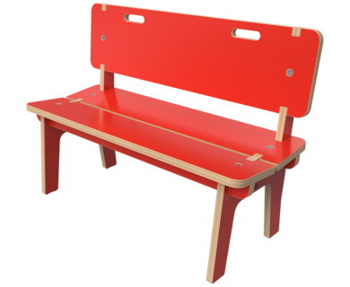 Rood houten bankje voor kinderen | IKC kindermeubels