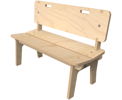 Houten bankje voor kinderen met rugleuning | IKC kindermeubels