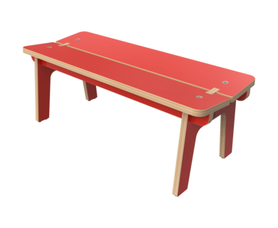 Rood houten bankje voor kinderen zonder rugleuning | IKC kindermeubels