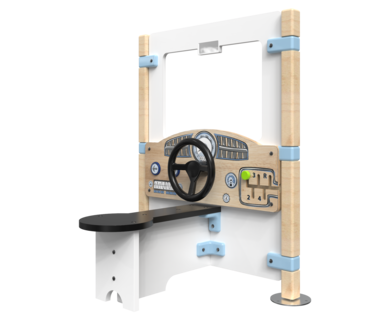 Hekwerk Dashboard is een speelpaneel met daarop een dashboard en stuur | IKC Hekwerken
