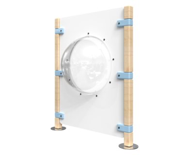Hekwerk voor een kinderhoek met een dome om door te kijken | IKC Hekwerken