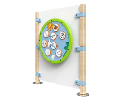 Hekwerk voor kinderhoek met een wandspel speelwiel | IKC Hekwerken