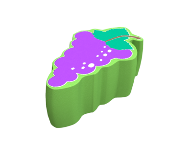 Zacht handgemaakt zitkussen voor kinderen in een fruit thema kinderhoek of wachtruimte in de vorm van een druiven tros | IKC Softplay 