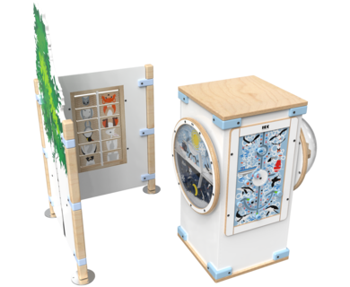 ingerichte kinderhoek met speelelementen 