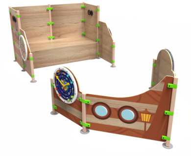 Een speelsysteem met veel speelmogelijkheden in de vorm van een boot | IKC speelhuizen