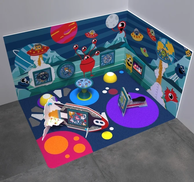 Op deze afbeelding staat een speelhoek Monster L 12 m²