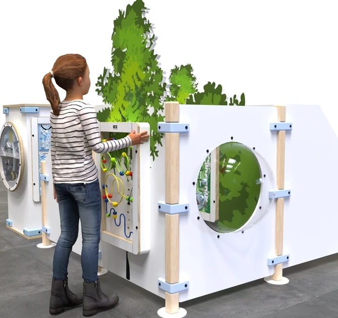 Op deze afbeelding ziet u kinderhekwerk berk