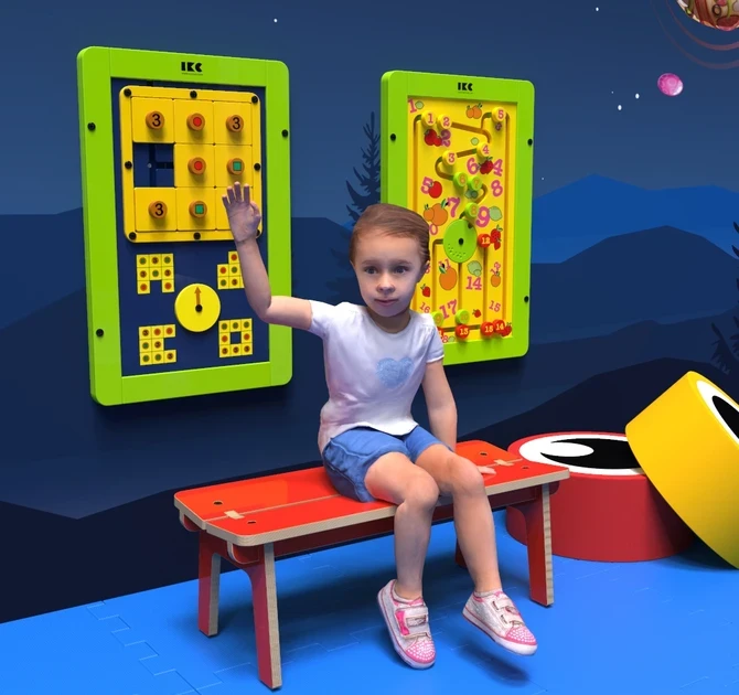 Op deze afbeelding ziet u kindermeubel buxus kinderbank rood