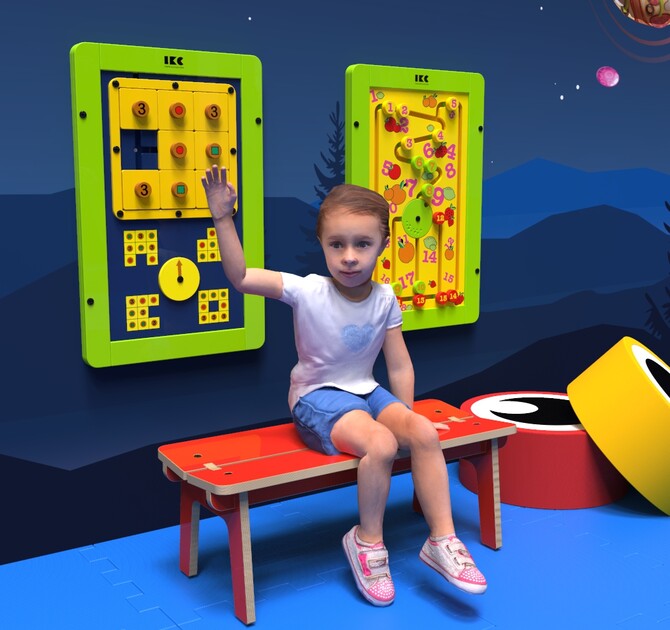 Op deze afbeelding ziet u kindermeubel buxus kinderbank rood