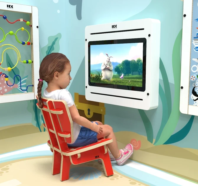 Op deze afbeelding ziet u kindermeubel kinderstoel loungestoel rood