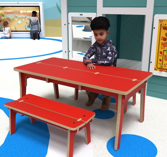 Op deze afbeelding ziet u kindermeubel buxus kindertafel rood