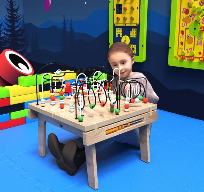 Op deze afbeelding ziet u kindermeubel buxus kralentafel hout