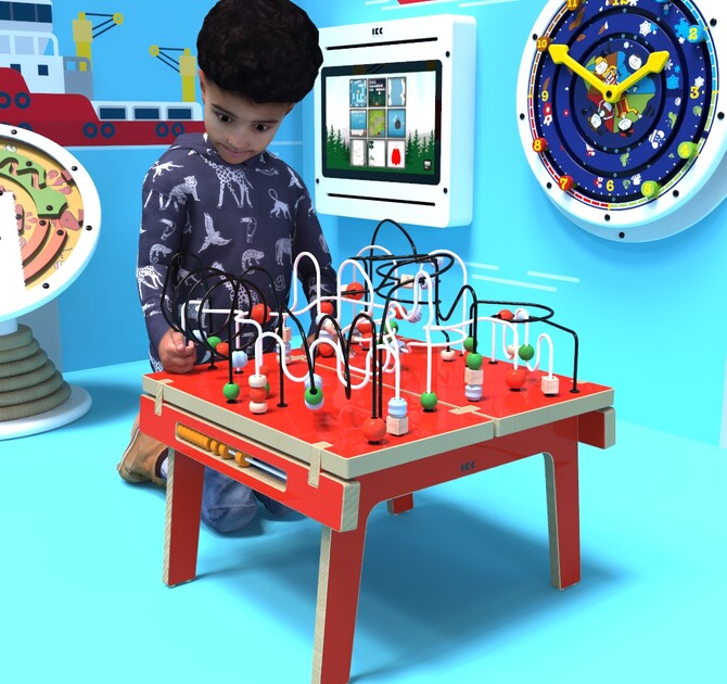 Op deze afbeelding ziet u kindermeubel buxus kralentafel rood