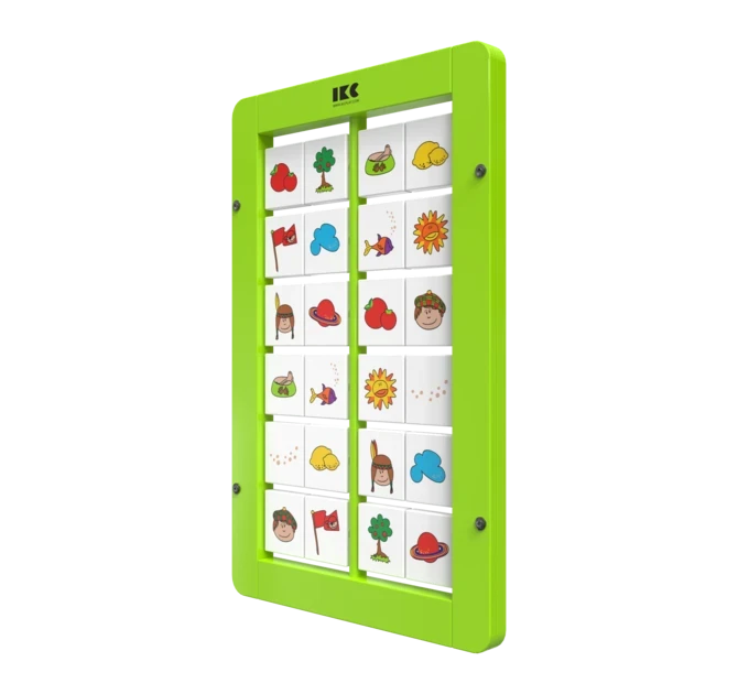 memory spel voor aan de wand met draaiende blokjes | IKC wandspel muurspel