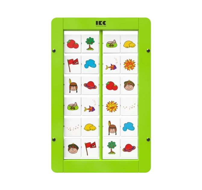 memory spel voor aan de wand met draaiende blokjes | IKC wandspel muurspel