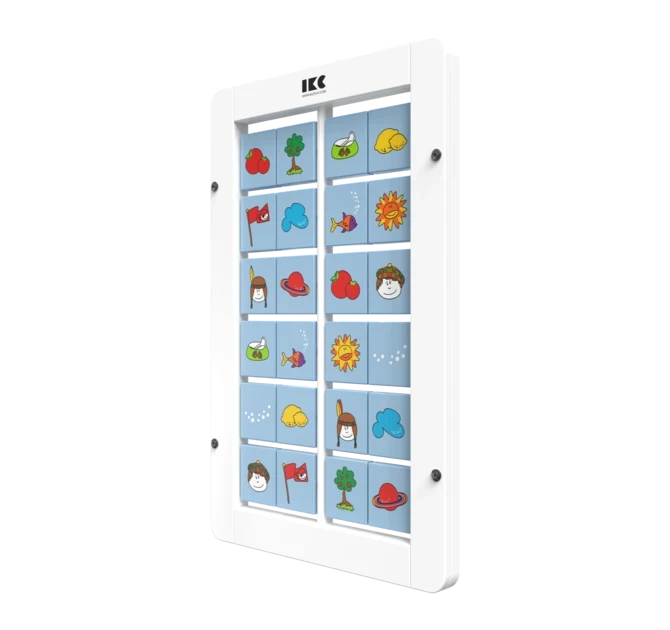 memory spel voor aan de wand met draaiende blokjes | IKC wandspel muurspel