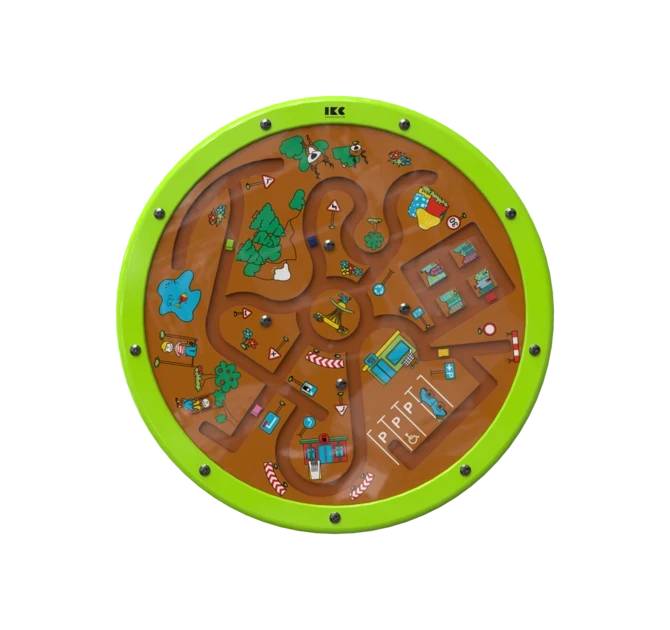 rond rijden met een auto door te draaien aan het speelwiel | IKC wandspellen