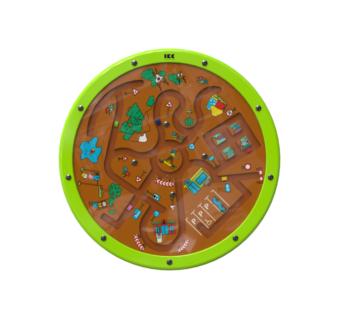 rond rijden met een auto door te draaien aan het speelwiel | IKC wandspellen