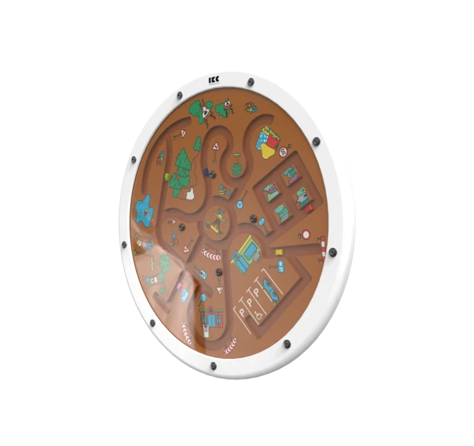 rond rijden met een auto door te draaien aan het speelwiel | IKC wandspellen