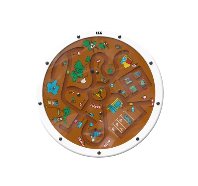 rond rijden met een auto door te draaien aan het speelwiel | IKC wandspellen