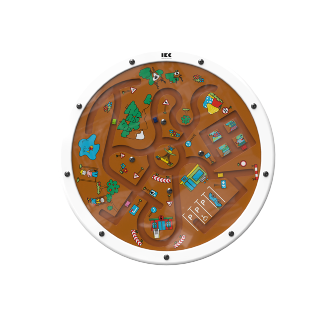 rond rijden met een auto door te draaien aan het speelwiel | IKC wandspellen