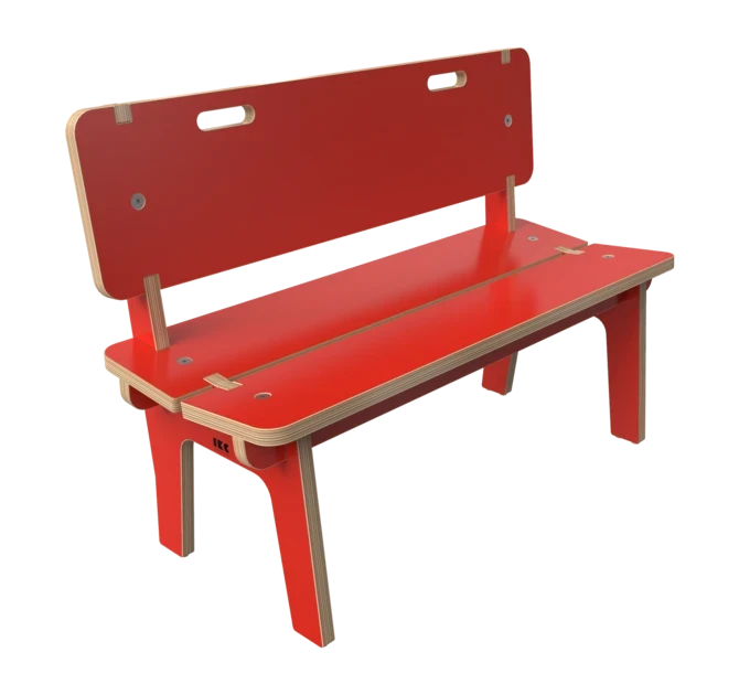 Rood houten bankje voor kinderen | IKC kindermeubels