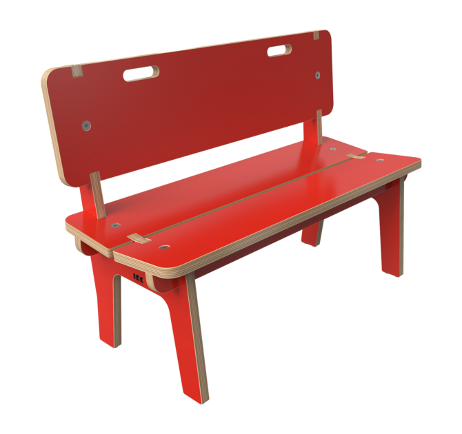 Rood houten bankje voor kinderen | IKC kindermeubels