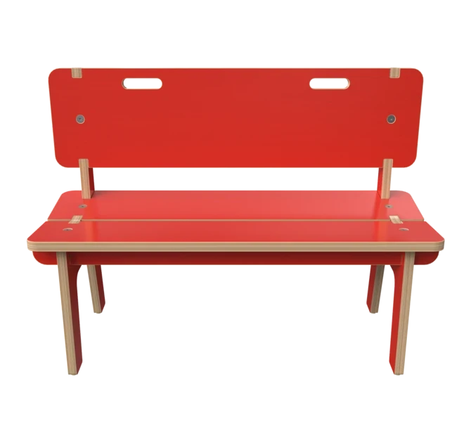 Rood houten bankje voor kinderen | IKC kindermeubels
