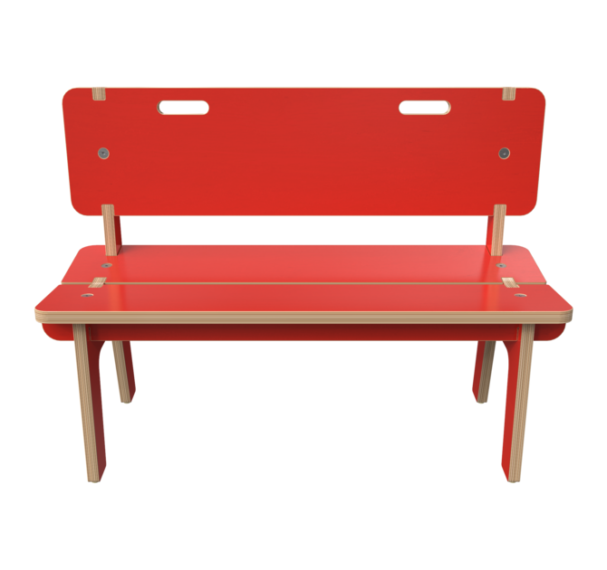 Rood houten bankje voor kinderen | IKC kindermeubels