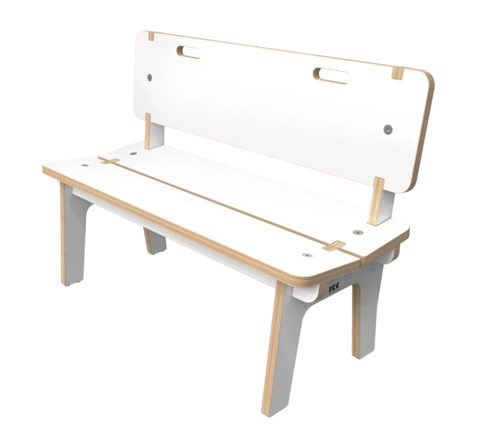 Wit houten bankje voor kinderen | IKC kindermeubels