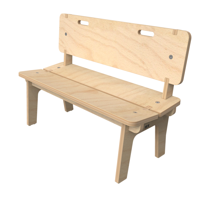 Houten bankje voor kinderen met rugleuning | IKC kindermeubels