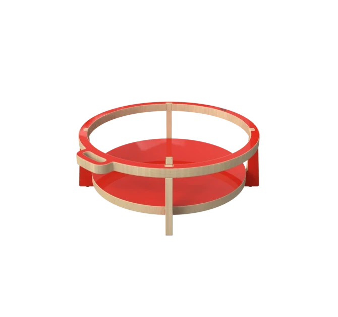 Houten krukje voor kinderen ontworpen voor ronde zachte zit elementen genaamd Soft Play | IKC Kindermeubels Softplay