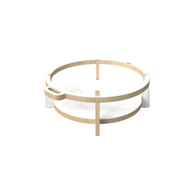 Houten krukje voor kinderen ontworpen voor ronde zachte zit elementen genaamd Soft Play | IKC Kindermeubels Softplay