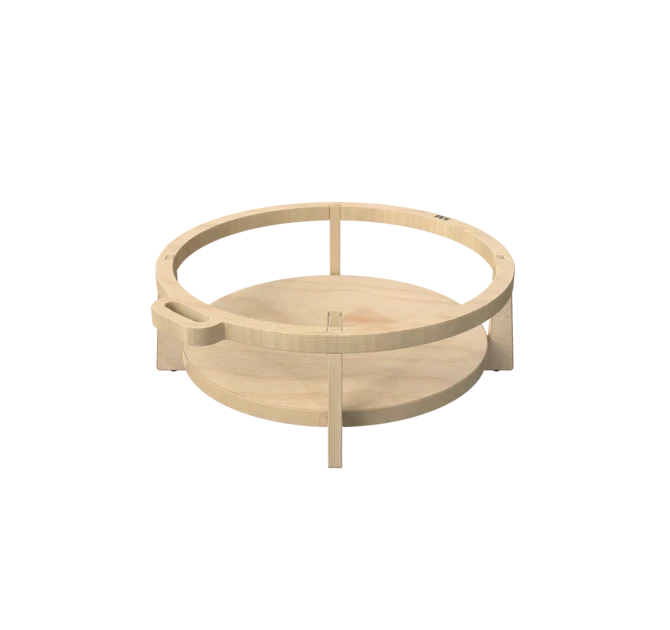 Houten krukje voor kinderen ontworpen voor ronde zachte zit elementen genaamd Soft Play | IKC Kindermeubels Softplay