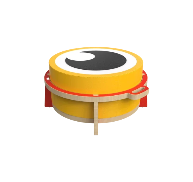 Houten krukje voor kinderen ontworpen voor ronde zachte zit elementen genaamd Soft Play | IKC Kindermeubels Softplay