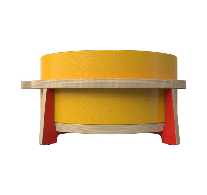 Houten krukje voor kinderen ontworpen voor ronde zachte zit elementen genaamd Soft Play | IKC Kindermeubels Softplay