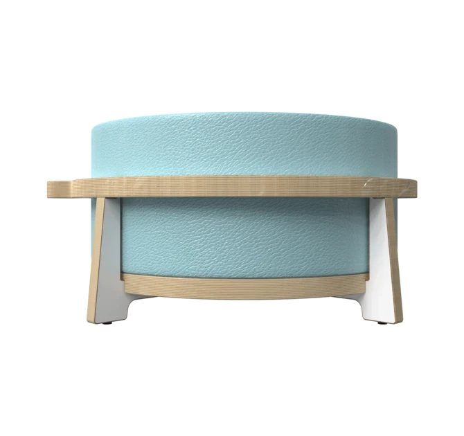 Houten krukje voor kinderen ontworpen voor ronde zachte zit elementen genaamd Soft Play | IKC Kindermeubels Softplay