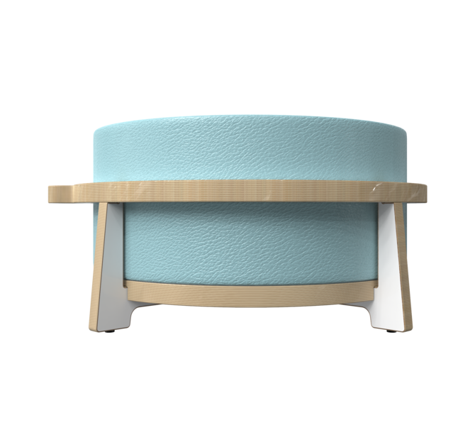 Houten krukje voor kinderen ontworpen voor ronde zachte zit elementen genaamd Soft Play | IKC Kindermeubels Softplay