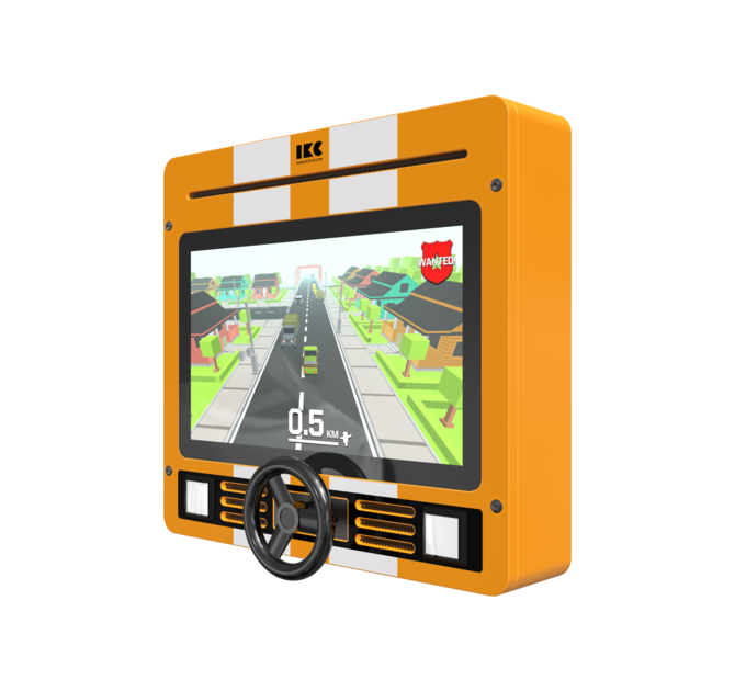 Interactief speelsysteem met auto race spel voor in de wachtkamer kinderhoek