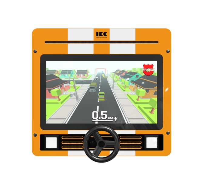 Interactief speelsysteem met auto race spel voor in de wachtkamer kinderhoek