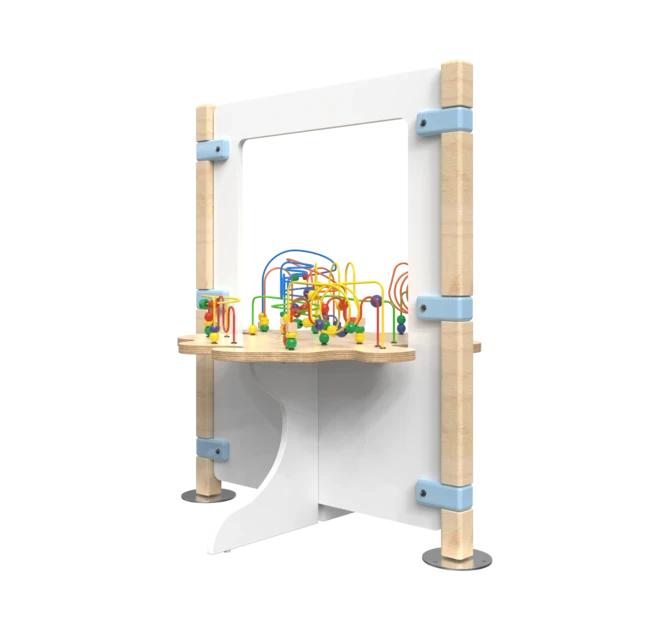 Hekwerk voor een kinderhoek met een kralentafel | IKC Hekwerken
