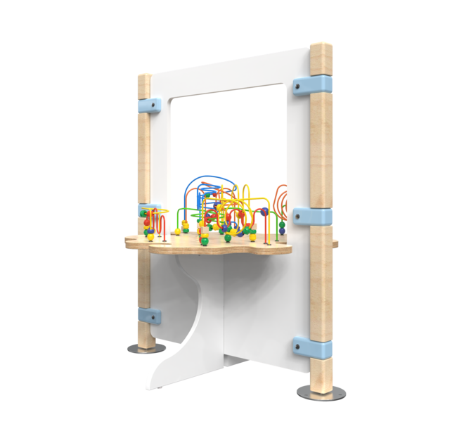 Hekwerk voor een kinderhoek met een kralentafel | IKC Hekwerken